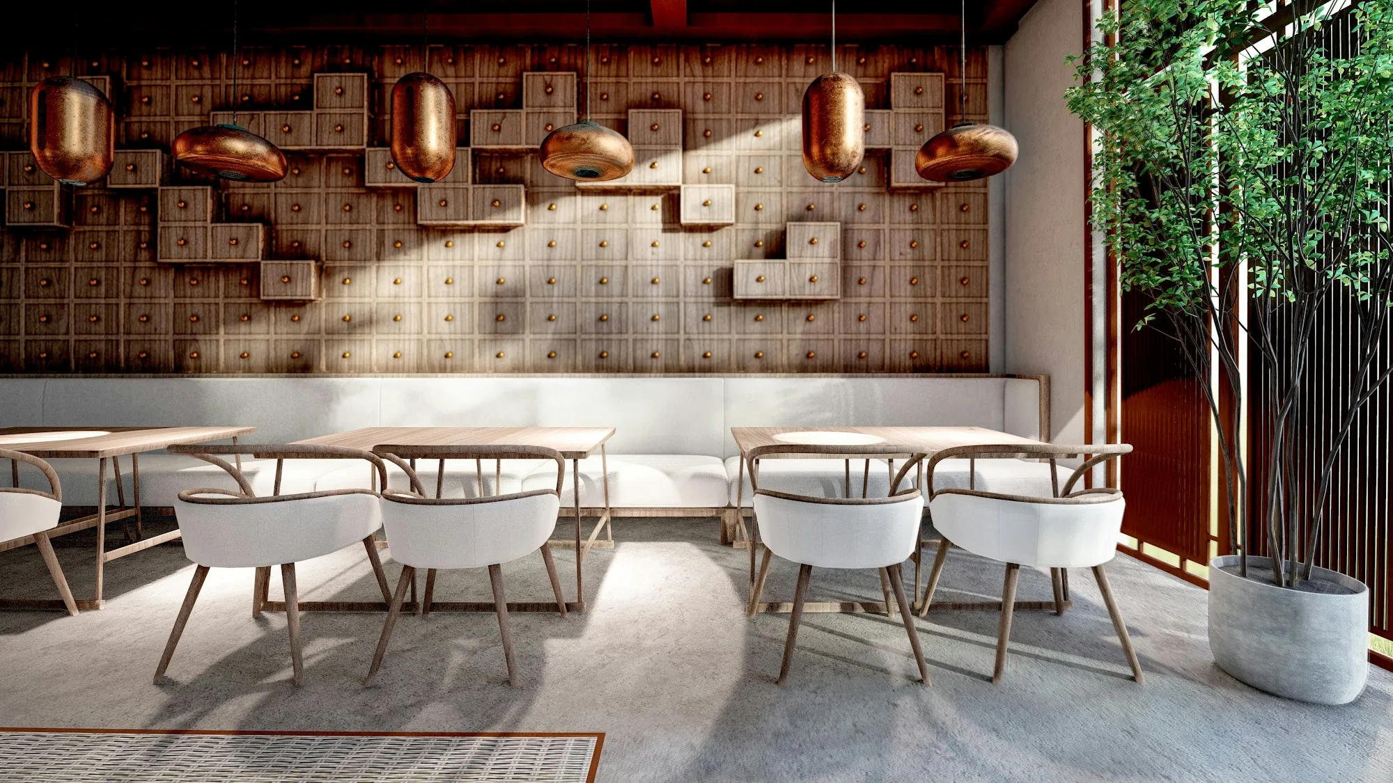 Moderne restaurant med skandinavisk indretning